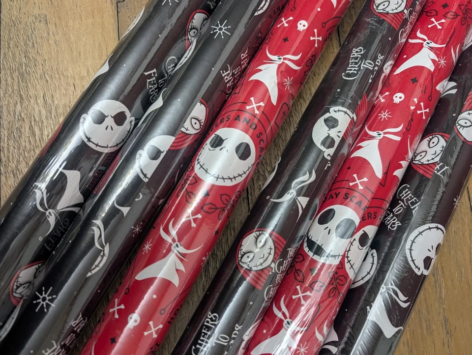 Lote a granel de papel de envolver Disney Pesadilla antes de Navidad 70 pies cuadrados x 6 rollos Foto 4 de 4