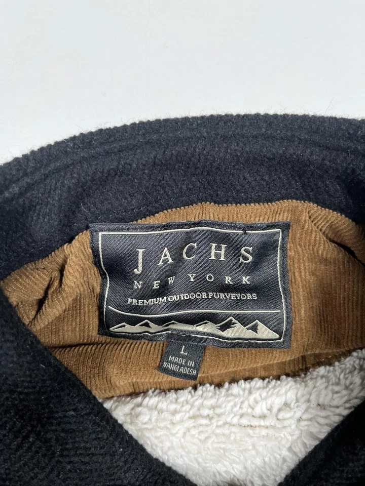 JACHS New York Jacket Mens Large Black Sherpa Lined Shirt Shacket Button Front - Image 3 of 4