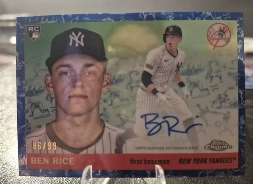 2025 Topps Chrome Platinum Ben Rice - Platinum Toile Cream/Blue Auto (86/99)