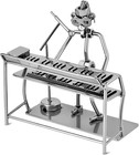 6" Silver Singer Metal Piano Keyboard Player Statue Industrial Musician Figurine