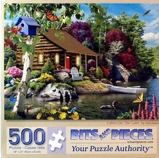 Cabin On The Lake Alan Giana 500 pc 18" X 24" Bits And Pieces 40051 Puzzle