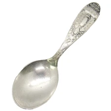 VINTAGE STERLING SILVER INTERNATIONAL MONOGRAM BIRTH RECORDS CHILDS SPOON