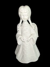 Bisque Porcelain ANGEL Music Box Working Sankyo Japan 1960’s 8”x 4”