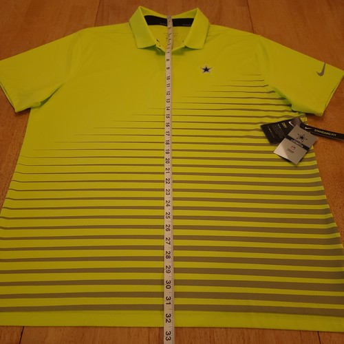 Nike Golf Dallas Cowboys Polo Shirt Mens XL Neon Yellow Vapor Stripe NEW $70 - Picture 23 of 24