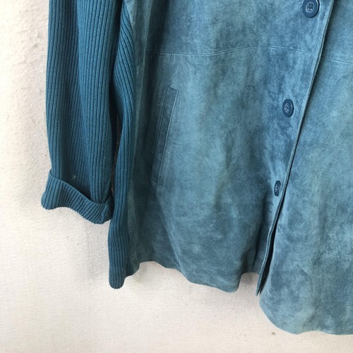 Linea by Louis Dell'Olio Jacket Womens 2X Teal Blue Suede Knit Shawl Collar - Picture 8 of 14