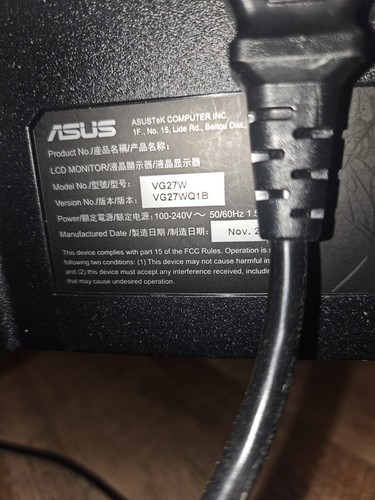 ASUS TUF Gaming VG27WQ1B 27” Curved Monitor, 1440P (2560 x 1440), 165Hz  - Picture 3 of 3