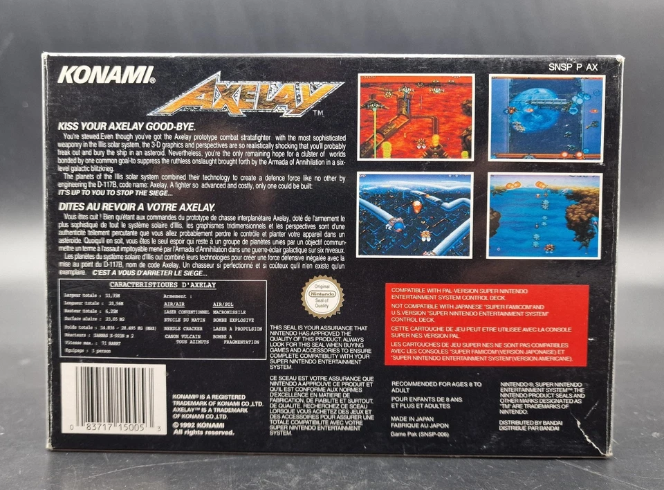 Axelay - Nintendo Super SNES - Complet CIB - PAL FAH - Très Bon Etat - Photo 2/4