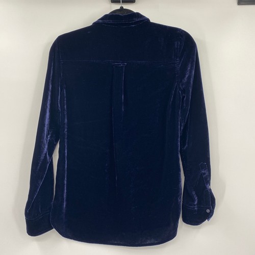 J Crew Classic Fit Velvet Button Down Shirt Long Sleeve Blouse Blue Womens 0 - Bild 5 von 10