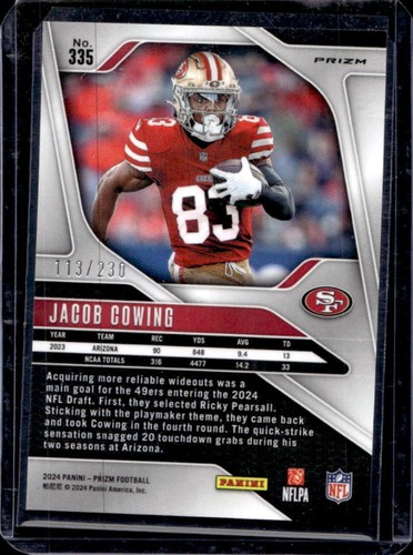 2024 Prizm Jacob Cowing RC Blue Wave Rookie #113/230 49ers - Picture 2 of 2