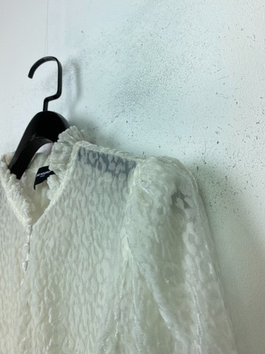 The Kooples Paris White Lace Sheer Ruffle Button Blouse V‑Neck Long Sleeve UK 10 - Picture 11 of 17
