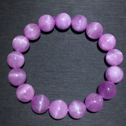 12.6mm Genuine Natural Purple Kunzite Crystal Round Beads Bracelet AAA - Picture 6 of 9