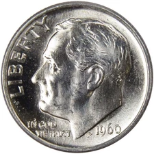 1960 Roosevelt Dime BU Uncirculated Mint State 90% Silver 10c US Coin