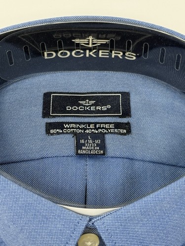Dockers Wrinkle Free Dress Shirt 16–16.5 L Blue Button Down Long Sleeve NWT - Picture 2 of 3