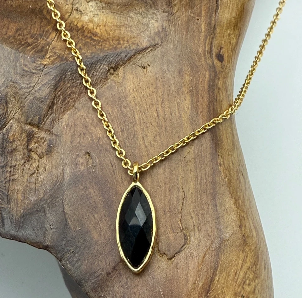 Gorjana черный маркиза подвеска ожерелье 18k золото покрытием регулируемый, слой - Изображение 2 из 4