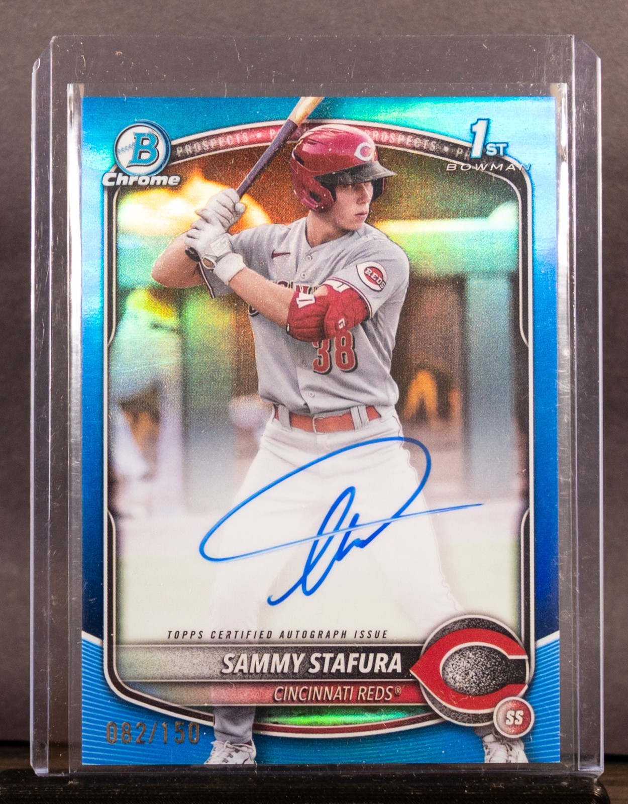 Sammy Stafura 2025 Bowman Chrome CPA-SS Blue Refractor 1st Prospect RC Auto /150