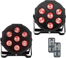 SHEHDS 2 PACK Par Can LED 7x18W RGBWAP 6in1 Wash Stage Lights Remote