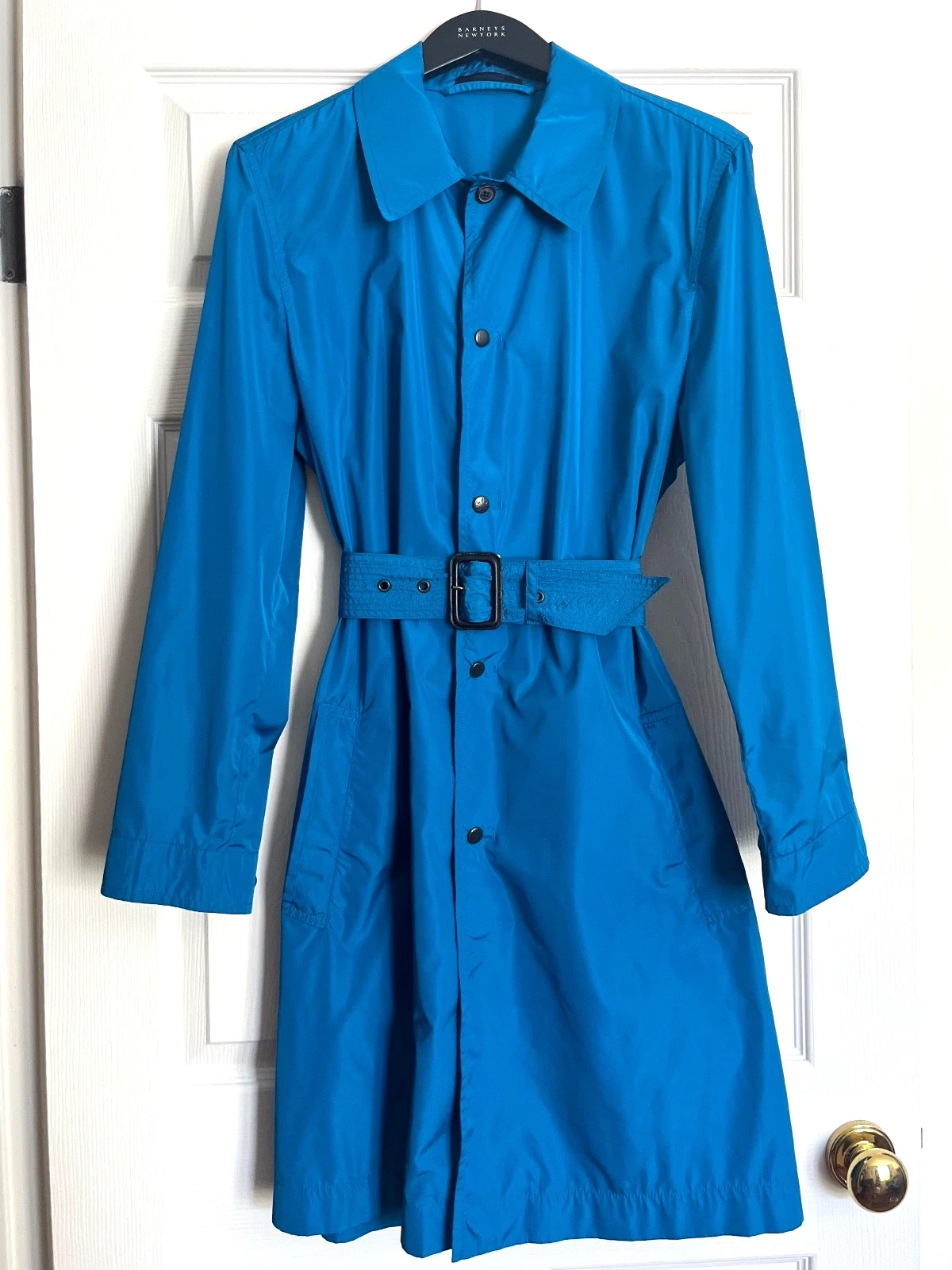 Lanvin — LANVIN Paris Authentic Bright Blue Duster Raincoat Belted Trench Coat sz 48 / L