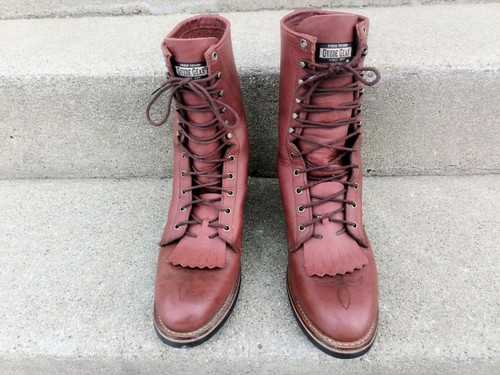 Guide Gear 9" Logger #80461 RED-BROWN Leather Boots Mens Sz 9.5 EE VIBRAM - Picture 7 of 12