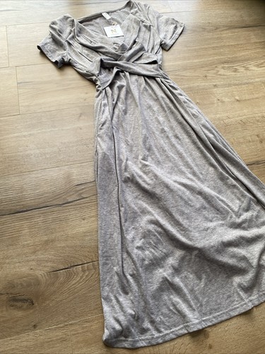 Noracora Bnwt Grey MIDI Dress A-line Short Sleeves Small - Picture 2 of 8