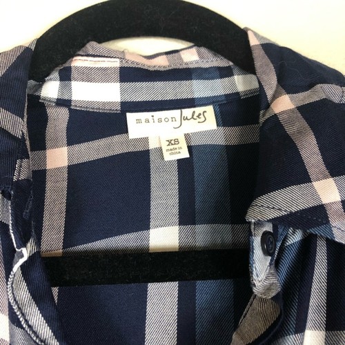 MAISON JULES Plaid Midi Dress XS NWT Blue Notte - Picture 5 of 7