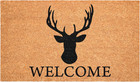 Deer Welcome Doormat 24x36 Natural Black Front Door Indoor Outdoor Rug NEW
