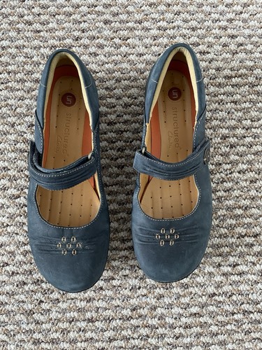 Clarks Unstructured Women's Navy Blue Mary Jane Shoes Size 6 D