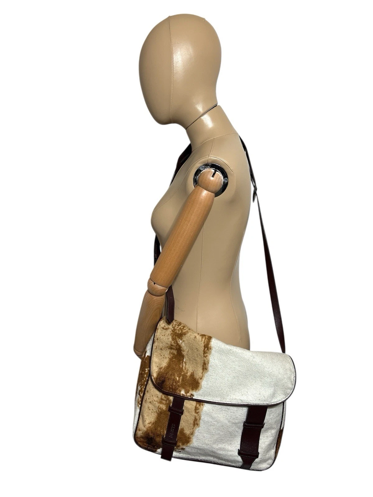 Alexander McQueen — Vtg Alexander McQueen C.1997 Ivory & Brown Crossbody Bag