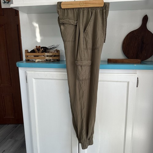 THREAD + SUPPLY 100% TENCEL CARGO JOGGERS Size S Women's Olive Green 6 Pockets - Picture 6 of 8