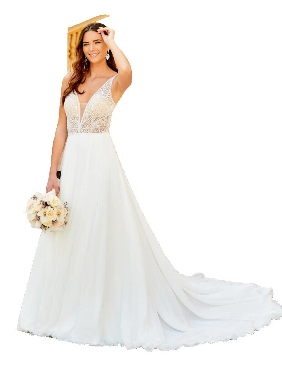 V Neck White 16 Women's Size Wedding Dresses