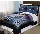 Laura Hart Quilt Sport & Stars Full/Queen Soccer Football Baseball Reverable