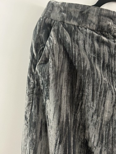 ZARA Wrinkled Velvet Trousers M 12 Elastic Waist Pockets Grey Silver - Picture 6 of 11