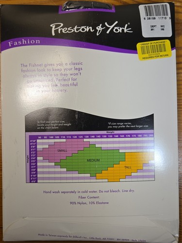 LOT Preston & York Black Fashion Pantyhose Double Diamond Tall & Fishnet OneSize - Picture 5 of 6