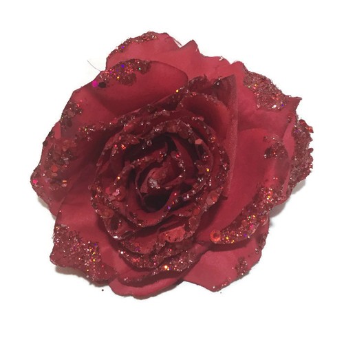 Artificial Giltter Flower Rose with Clips Bouquet Home Decor Wedding Christmas - Picture 23 of 46