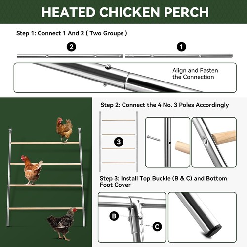 Durable 56” Chicken Perch - Tiered Design for Elevated Comfort & Easy Cleaning - Picture 6 of 11