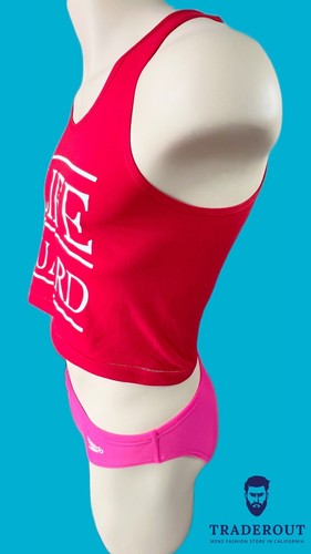 H.E.Arts Male LIFEGUARD custom print men red cotton Crop tank top - Picture 3 of 7