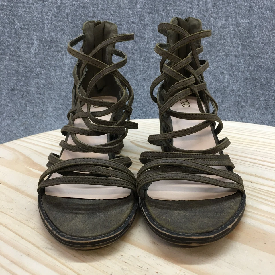 Sandalias CATO para mujer 11 M Gladiador verde imitación cuero gancho y lazo bloque cremallera trasera Foto 4 de 4