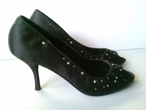Pumps Maat Black 39 Satin Crystal Peep Toe Bourne Y7gyfv6Ib