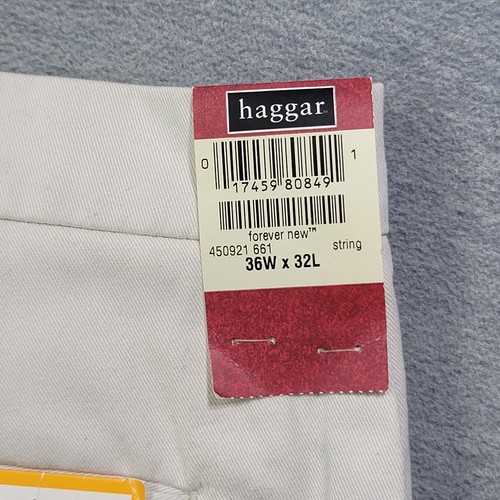 Haggar Pants Mens 36x32 Ivory Plain Front Forever New Straight Leg High Rise NWT - Picture 5 of 11