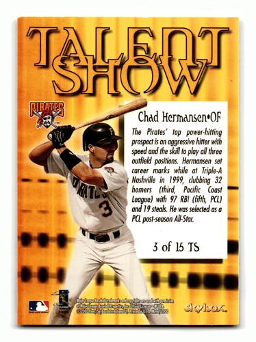 Chad Hermansen 2000 Metal Talent Show #3 TS Pittsburgh Pirates Mint - Picture 2 of 2