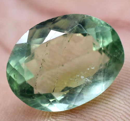 15.70 Ct Untreated Natural Green Emerald Fluorite Certified Oval Loose Gemstone - Picture 6 of 7