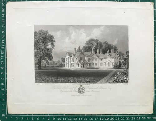 Stampa antica 1844; Randalls Park, testa di cuoio, Surrey - Foto 2 di 2