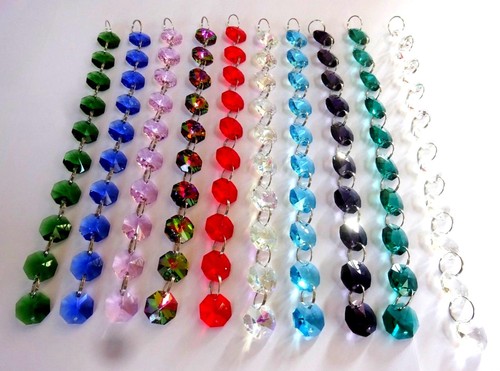 Juego de 10 cuentas de guirnalda de 2 m de cristales de araña de colores decoraciones de árbol de Navidad - Imagen 2 de 12