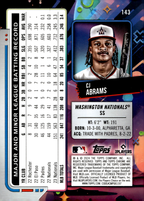 新品、COSMIC コスミック143 2024 Topps Cosmic Aqua Equinox Refractor /199 - #143 CJ