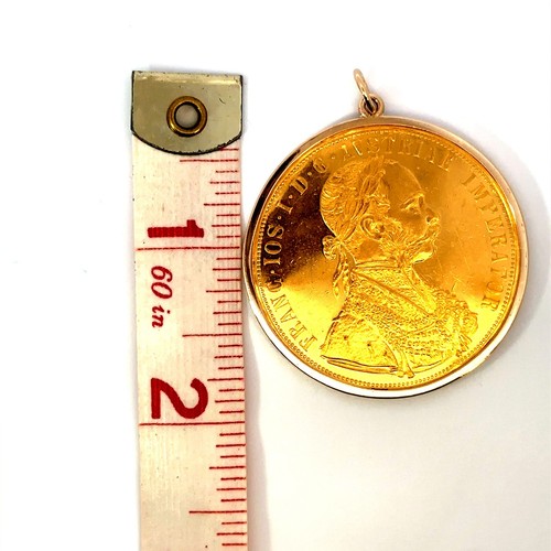 1915 Austria 4 Ducat Franc.IOS.I.D.G AVSTRIAE Imperator 14K Yellow Pendant J371 - Picture 10 of 10