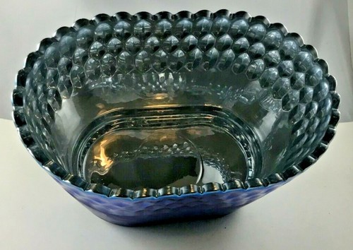 Cobalt Blue Oval Bowl With Silver Interior Collectible 9x6 - 5" Deep New - Picture 4 of 4