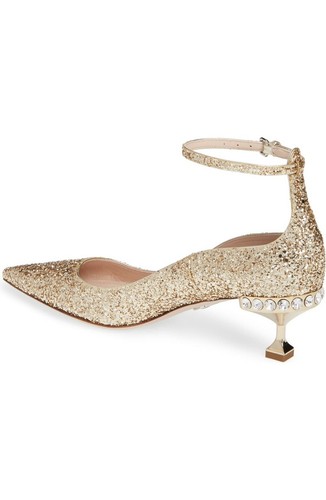 Brandneu Miu Miu verzierter Halo Riemen Glitzer Pumps Größe 36,5 - Bild 2 von 11
