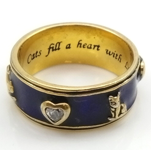 Bradford Exchange 925 24K Plated Cats Fill A Heart With Love Enamel Ring FZZ - Picture 1 of 6