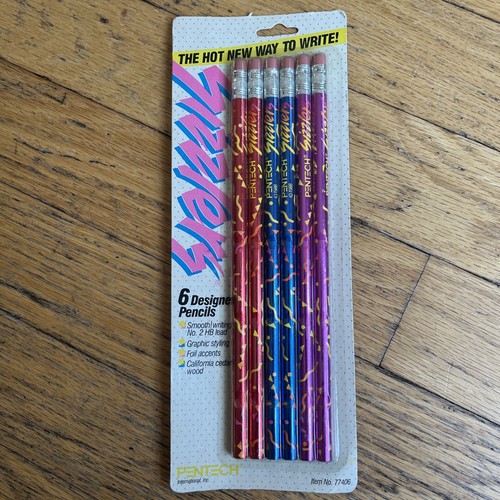 Vintage PENTECH Pencils 6 Pack New Sealed Sizzlers Cool 1988 NOS NIP Retro