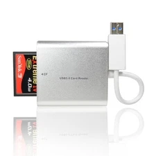 Silver Aluminum USB 3.0/USB 2.0 Card Reader  for CF/TF/Micro SD/SD/MD/MMC/SDHC/