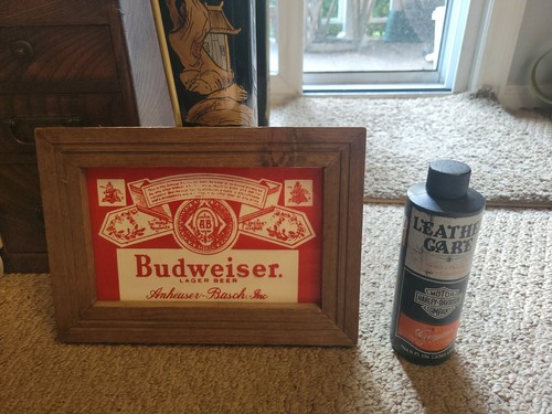 Vintage Budweiser Sign Glass Wood Sign Man Cave Beer - Picture 3 of 3